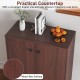 Modern 2-door storage cabinet in brown with a wood-like surface, ideal for kitchen or living room organization.