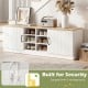2-door shoe bench storage cabinet with adjustable shelves, natural wood top, ideal for entryway or living room.