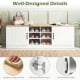 2-door shoe bench storage cabinet with adjustable shelves, natural finish, perfect for entryway seating and shoe.
