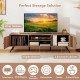 2-door TV stand in oak with wide tabletop, open shelves, and enclosed cabinets for organized media storage.