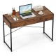 2-drawer home office desk with a brown engineered wood top and sturdy steel frame, ideal for workspace organization.