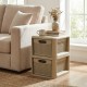 2-drawer storage organizer with wicker patterns in brown, perfect for cosmetics or office supplies, featuring a compact.