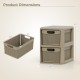 2-drawer storage organizer in brown with wicker patterns, ideal for cosmetics and office supplies, perfect for compact.