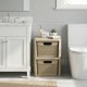 2-drawer storage organizer with wicker patterns in brown, perfect for bathroom or laundry room, featuring waterproof.