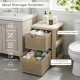 2-drawer storage organizer in brown with wicker patterns, perfect for cosmetics and office supplies, ideal for bathroom.