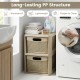 2-drawer storage organizer in brown with wicker patterns, waterproof PP plastic, ideal for bathroom or laundry room use.
