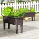 Raised garden beds in coffee color, featuring self-watering design, detachable legs, and drainage holes for outdoor use.