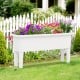 Self-watering raised garden bed in white, featuring detachable legs and drainage hole, ideal for flowers and vegetables.
