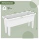 Dimensions of the 2 PCS white raised garden bed planter box with detachable legs and drainage hole for outdoor use.
