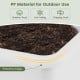 Close-up of the white self-watering planter box made of weather-proof PP material, featuring protective edges and.
