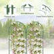 Green metal garden trellis with flower patterns and bird decor, ideal for supporting climbing plants outdoors.