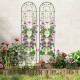 Metal garden trellis set in green, 86.5 x 20 inches, supporting climbing plants with decorative floral design for.