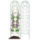 Green metal garden trellis for climbing plants, 86.5 x 20 inches, featuring floral design and sturdy rustproof.