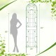 Green metal garden trellis, 86.5 x 20 inches, ideal for climbing plants and vines, featuring a charming floral design.