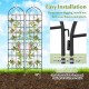 Metal garden trellis set for climbing plants, 86" x 20", rustproof with elegant vine design, ideal for outdoor use.