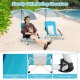 Beach umbrella chair set in blue with adjustable parasol, tear-proof fabric, and padded armrests for comfort.