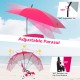 Adjustable parasol in pink with 360° tilt and rotation, paired with a beach chair for sun protection and comfort.