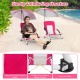 Adjustable pink beach umbrella chair with 600D oxford fabric, cross-shaped metal frame, and UPF50+ sun protection.