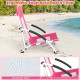 Ergonomic high back beach chair in pink with breathable mesh and padded armrests, perfect for outdoor relaxation.