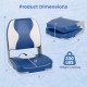Blue boat seat with thick sponge padding, PVC leather, ergonomic design, and 330 lbs weight capacity, ideal for boating.
