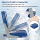 Blue boat seat with thick sponge padding, PVC leather, and rustproof aluminum hinges for easy folding and durability.