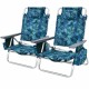 Two-pack folding beach chairs with navy floral design, 5-position adjustable backrest, and aluminum frame for outdoor.