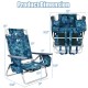 Folding backpack beach chair set with 5-position adjustable backrest, waterproof PVC, and anti-rust aluminum frame.