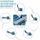 5-position adjustable backrest of a navy folding beach chair, made of waterproof PVC and anti-rust aluminum for outdoor.