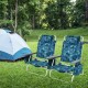 Two folding backpack beach chairs with 5-position adjustable backrests, designed for outdoor relaxation and convenience.