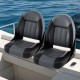 Folding high back boat chairs in black with sponge padding, ergonomic design, and weather-resistant PVC leather.