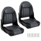 High back boat chairs in black with sponge padding, foldable design, and fixing bolts for easy installation.