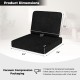 Black outdoor patio cushion set dimensions showing a 24"x24" seat and 18" back, crafted from breathable olefin fabric.