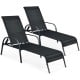 Two adjustable outdoor patio lounge chairs with breathable fabric and sturdy powder-coated steel frames for comfort and.