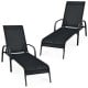 Two adjustable outdoor patio lounge chairs with breathable fabric and sturdy powder-coated steel frames, ideal for.