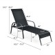 Adjustable outdoor patio lounge chair with breathable fabric, powder-coated steel frame, ideal for poolside relaxation.