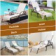 Adjustable gray outdoor patio lounge chairs with sturdy steel frame, ideal for poolside, lawn, or indoor relaxation.