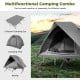 2-person camping cot tent combo in grey, featuring waterproof rainfly and elevated design for outdoor comfort.