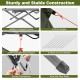 Close-up of the sturdy connection and anti-slip foot pads of the grey 2-person camping cot tent for enhanced stability.