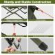 Detail of the 2-person camping cot tent's sturdy connection and anti-slip foot pads for enhanced stability outdoors.