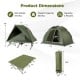 2-person camping cot tent combo in green, featuring waterproof design, dual mesh doors, and elevated cot for outdoor.
