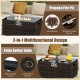 32-inch rectangle gas fire pit with brown PE rattan, black tempered glass top, and multifunctional coffee table design.