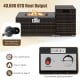 32-inch rectangle gas firepit with brown PE rattan, black tempered glass top, and 40,000 BTU heat output for outdoor.