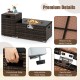 Adjustable foot pads and reinforced metal hinges of the 2-piece outdoor rattan fire table set for stability and safety.