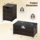 Rattan fire table set with black tempered glass top, 32-inch rectangle design, ideal for outdoor warmth and style.