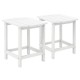 Set of two 18-inch white Adirondack outdoor side tables made of weather-resistant PE material for versatile use.