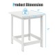 White 18-inch Adirondack outdoor side table with a 200 lbs capacity, perfect for patio or garden use.