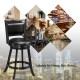 Black swivel counter stool with upholstered seat, rubber wood construction, ideal for home, bar, or bistro settings.