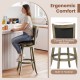 Wooden swivel bar stool with PVC cushioned seat and curved backrest, designed for ergonomic comfort in any kitchen.