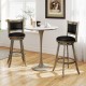Two gray wooden swivel bar stools with PVC cushioned seats, perfect for a modern dining or kitchen setting.