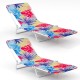 Adjustable 5-position beach recliner in pink with a floral design, featuring a metal frame and carry strap for easy.